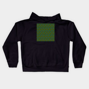 Geometric Pattern: Looped Hexagons: Green/Blue Kids Hoodie